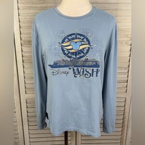 DISNEY CRUISE LINE Disney Wish 2022 Inaugural Sailing Long Sleeve Tee Blue-S